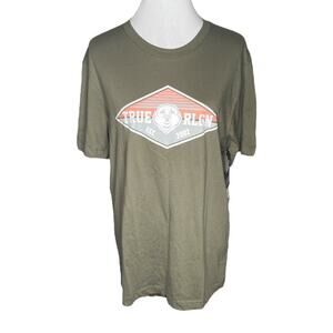 True Religion Buddha Face Logo Short Sleeve TShirt Army Green Size Large